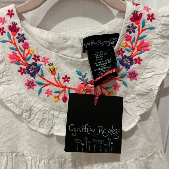 NEW CYNTHIA ROWLEY WHITE W FLORAL EMBROIDERY TODDLER GIRL DRESS 2T - Picture 10 of 10